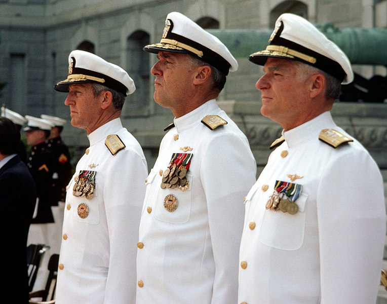 File:ADM James D. Watkins (right) relieves ADM Thomas B. Hayward as the 22nd chief of naval operations, in formal ceremonies at the U.S. Naval Academy - DPLA - cbb72999b01bdab7ff4a51b7a52f300b.jpeg