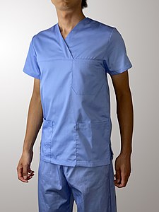 The first set of scrubs that has not been modified, for use in most scenes where the character appears.