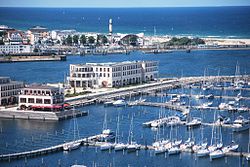 View over port of Warnemünde