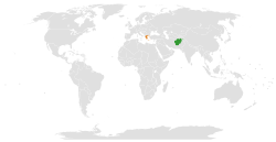 Map indicating locations of Afghanistan and Greece