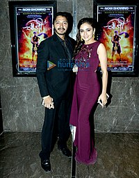 Khanvilkar with Shreyas Talpade at the premiere of Baji in 2015.