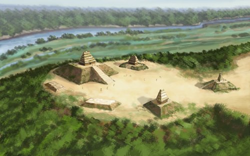 The Proto-Natchezan Anna site (1200-1500 CE) showing the temple mound and plaza arrangement of Plaquemine sites