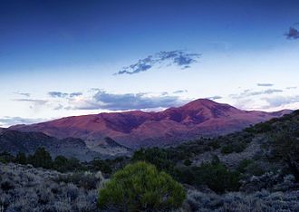 Arc Dome at sunset from Cow Canyon Trailhead Arc Dome Wilderness at Sunset (lossless crop).jpg