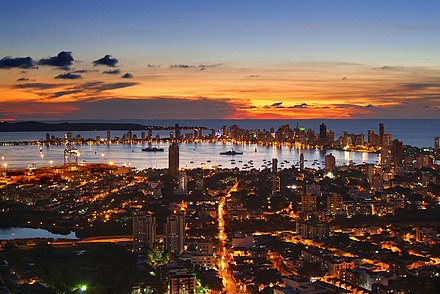 Sunset over Cartagena Harbor as seen from La Popa