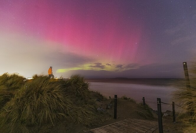 Aurora at Portmarnock beach Ireland. Photo by Anthony's astro