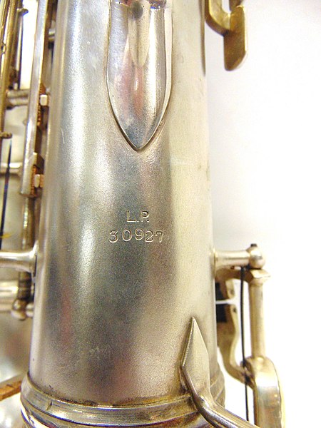 A circa 1932 Boosey & Hawkes 'Model 32' alto saxophone stamped 'LP' for Low Pitch (A=440 Hz)
