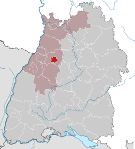 Poloha mesta Pforzheim v rámci spolkovej krajiny Bádensko-Württembersko