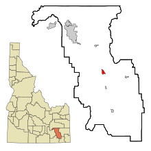 Бэннок Каунти Айдахо Инкорпорированные и некорпоративные районы Маккаммон Highlighted.svg