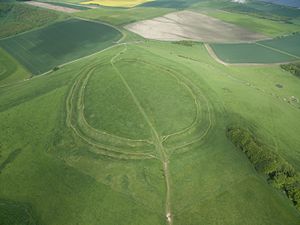 A Barbury-kastély, a 6. században újrahasznosított erődomb, Wiltshire-ben.