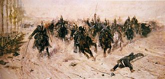 Charge of the Piemonte Reale [it] at the Battle of Sforzesca, as painted by Giovanni Fattori Battaglia della Sforzesca di Fattori.jpg