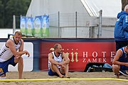 Deutsch: Beachhandball Europameisterschaften 2019 (Beach handball Euro); Tag 3: 4. Juli 2019 – Männer, Platzierungsrunde Gruppe IV, Rumänien-Portugal 2:0 (15:14, 25:24) English: Beach handball Euro; Day 3: 4 July 2019 – Men Consolation Round Group IV – Romania-Portugal 2:0 (15:14, 25:24)