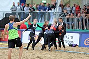 Deutsch: Beachhandball Europameisterschaften 2019 (Beach handball Euro); Tag 5: 6. Juli 2019 – Frauen, Platzierungsspiel für die Ränge 9–12, Deutschland-Polen 2:1 (22:23, 19:16, 7:6) English: Beach handball Euro; Day 5: 6 July 2019 – Placement Match/Cross Match for rank 9–12 Women – Germany-Poland 2:1 (22:23, 19:16, 7:6)