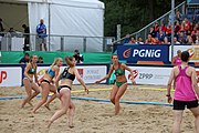 Deutsch: Beachhandball Europameisterschaften 2019 (Beach handball Euro); Tag 6: 7. Juli 2019 – Frauenfinale, Dänemark-Ungarn 2:0 (18:12, 23:22) English: Beach handball Euro; Day 6: 7 July 2019 – Women's Final – Denmark-Hungary 2:0 (18:12, 23:22)