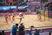 Deutsch: Beachhandball bei den Olympischen Jugendspielen 2018; Tag 5, 10. November 2018; Mädchen, Hauptrunde - Kroatien-Argentinien 1:2 English: Beach handball at the 2018 Summer Youth Olympics at 11 October 2018 – Girls Main Round – Croatia-Argentina 1:2