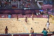 Deutsch: Beachhandball bei den Olympischen Jugendspielen 2018; Tag 4, 10. Oktober 2018; Mädchen, Vorrunde, Gruppe A - Ungarn-Chinese Taipei (Taiwan) 2:0 English: Beach handball at the 2018 Summer Youth Olympics at 10 October 2018 – Girls Preliminary Round Group A‎ – Hungary-Chinese Taipei 2:0