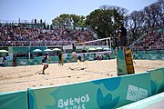 Deutsch: Beachvolleyball bei den Olympischen Jugendspielen 2018; Tag 11, 17. Oktober 2018; Jungen, Spiel um Platz 3 – Argentinien-Ungarn 2:0 (21–15/21–15) English: Beach volleyball at the 2018 Summer Youth Olympics at 17 October 2018 – Bronze Medal Match – Argentina-Hungary 2:0 (21–15/21–15)