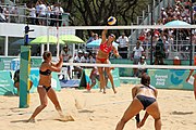 Deutsch: Beachvolleyball bei den Olympischen Jugendspielen 2018; Tag 11, 17. Oktober 2018; Mädchen, Finale – Italien (Claudia Scampoli & Nicol Bertozzi)- Russland (Maria Woronina & Maria Botscharow) 0:2 (19–21/19–21) English: Beach volleyball at the 2018 Summer Youth Olympics at 17 October 2018 – Girls Final – Italy (Claudia Scampoli & Nicol Bertozzi) - Russia (Maria Voronina & Maria Bocharova) 0:2 (19–21/19–21)