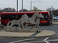 Beckton Bus Station - horse statue viewed from south in March 2011.jpg