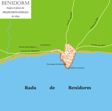 Extensión de Benidorm en 1859