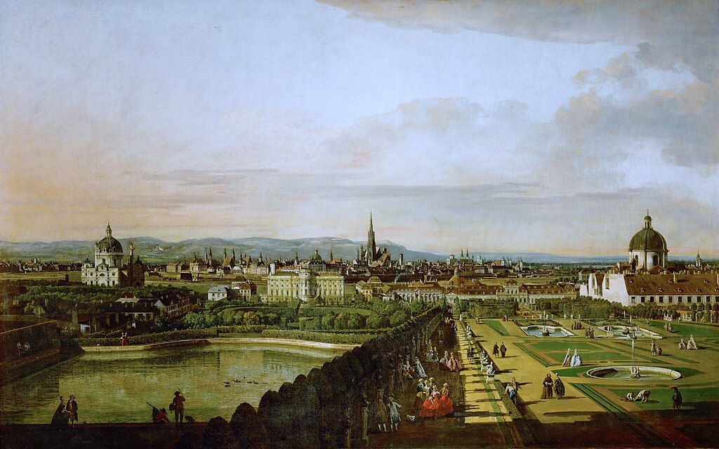 Wien, vom Belvedere aus gesehen. (1758-61), Bernardo Bellotto, genannt Canaletto. Bernardo Bellotto, il Canaletto - View of Vienna from the Belvedere