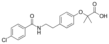 Structural formula of bezafibrate