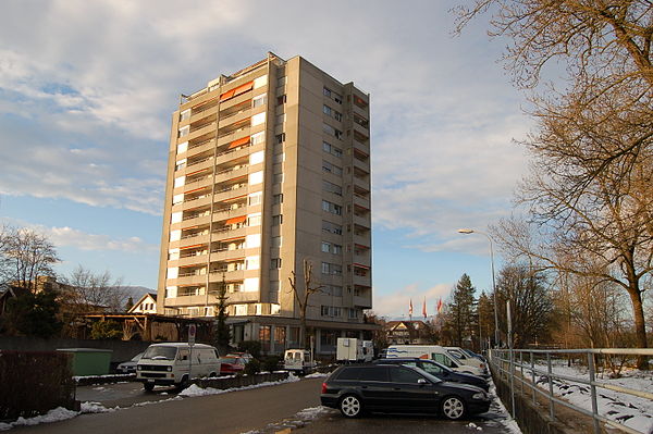 Modern high-rise apartment building