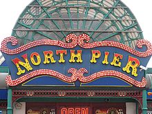 Blackpool North Pier entrance sign Blackpool north pier.jpg