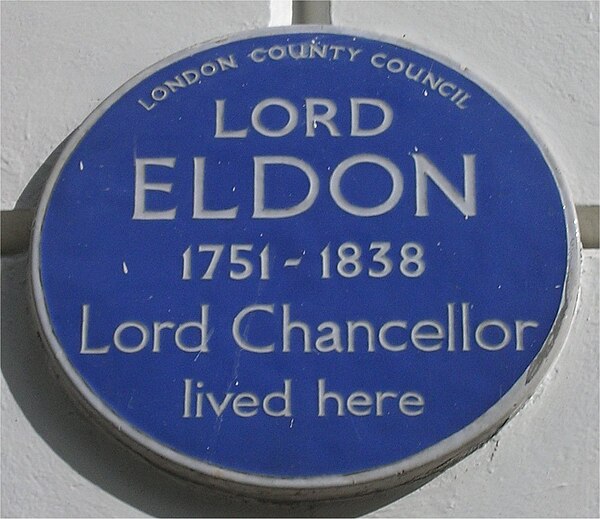 Blue plaque in Bedford Square, London.