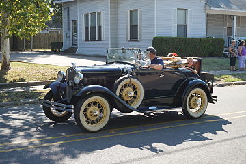 A Ford Model A in the parade at the 30th Annual Bois d'Arc Bash in Commerce, Texas