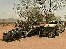 Vehicles used by Boko Haram destroyed in Northern Cameroon Boko Haram vehicles destroyed by Cameroon in Dec. 2018.jpg