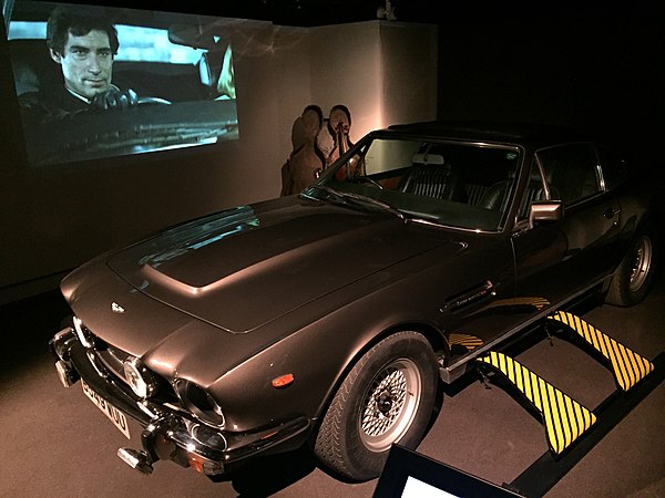 Exhibition showcasing the Aston Martin V8 Vantage which Dalton drove in The Living Daylights film