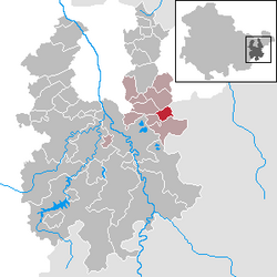 Elhelyezkedése Türingia térképén