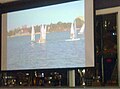 Britannia Yacht Club main lounge screen and trophy case