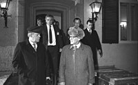 December 12, 1981: West Germany's Schmidt meets East Germany's Honecker in East Berlin Bundesarchiv Bild 183-Z1212-049, Dollnsee, Erich Honecker und Helmut Schmidt.jpg