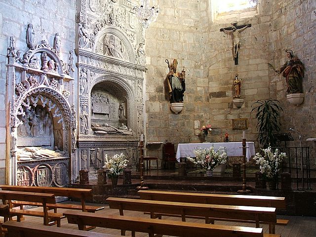 Plateresque tomb of the Saint Juan de Ortega, next to another tomb of late Gothic style, in the Convento de Santa Dorotea (15th century), in Burgos, C