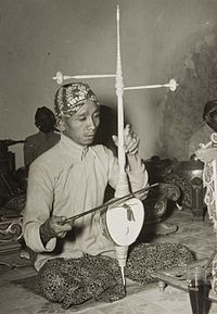 K. P. H. Notoprojo jávai rebabművész hangszerével