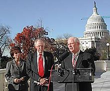 Rep. Bartlett (center) (R-MD) joined Sen. Ben Cardin (podium) (D-MD) and Rep. Jo Ann Davis (left) (R-VA) in calling for a study of homeland security needs of the National Capital region, including Maryland, Virginia, and the District of Columbia. Cardin bartlett davis.jpg