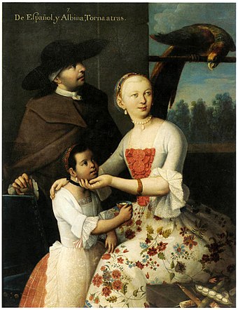 Spanish father and Albina mother, Torna atrás. Miguel Cabrera, eighteenth century Mexico