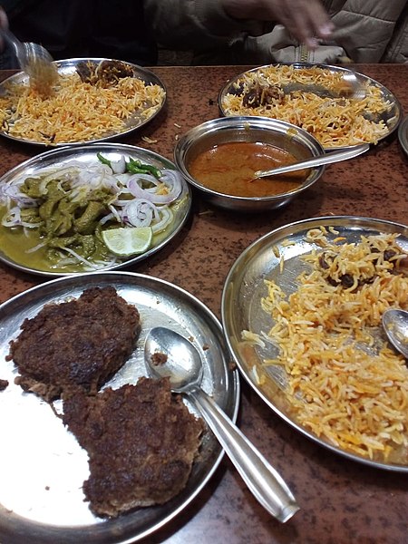 File:Chicken Biriyani and Galaudi Kebab - Dastar Khwan Restaurant- Lucknow - Uttar Pradesh - 029.jpg