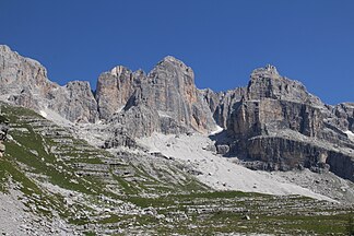 Der nordöstliche Kamm der Fracingli zwischen der Cima della Vedretta und dem Crozzon di Val d’Agola