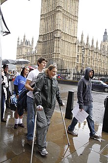 Claire Lomas walking the 2012 Virgin London Marathon.JPG