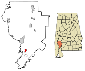 Clarke County Alabama Incorporated and Unincorporated areas Rockville Highlighted 0165784.svg