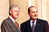 President Bill Clinton and French President Jacques Chirac at the Elysee Palace, Paris, France, June 17, 1999. Clintonchirac.jpg