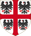 Arms of the Marquisate of Mantua, granted with Marquisate in 1433 by w:Sigismund, Holy Roman Emperor, King of Bohemia (younger half-brother of Wenceslaus IV) to w:Gianfrancesco I Gonzaga, Marquis of Mantua (son of Francesco I Gonzaga): Argent, a cross pattée throughout gules between four Imperial Eagles (see Category:Coats of arms of Marquisate of Mantua)