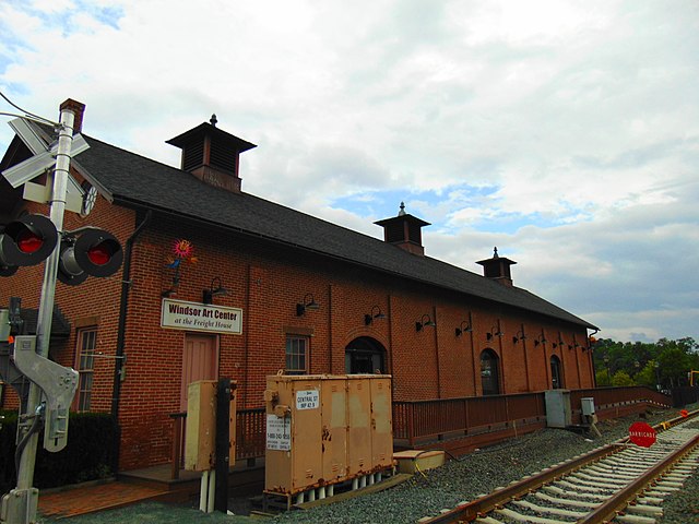 Originally built by the Hartford and New Haven Railroad, the Windsor Freight House serves as the home of the Windsor Art Center