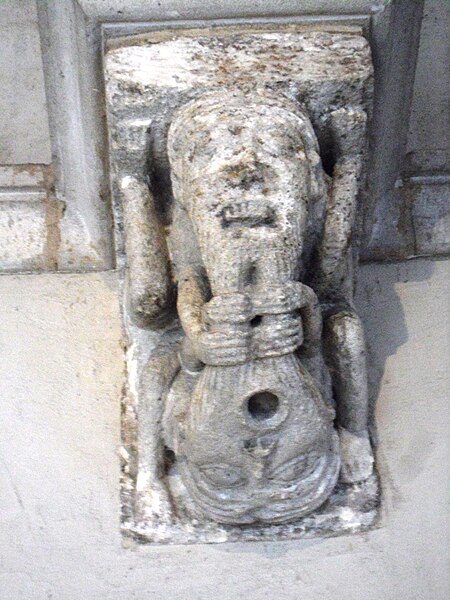 File:Corbel with a Pair of Beard-Pulling Acrobats Benedictine Abbey Notre-Dame de la Sauve Majeure Aquitaine France The Met Cloisters in Gallery 03.jpg