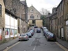 Uppermill Civic Hall (in the centre of the picture) Court Street Uppermill - geograph.org.uk - 1185741.jpg