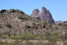 Courthouse Rock in the Eagletail Mountains, northeastern La Paz County