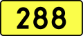 English: Sign of DW 288 with oficial font Drogowskaz and adequate dimensions.