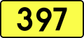 English: Sign of DW 397 with oficial font Drogowskaz and adequate dimensions.